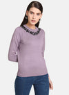 Neck Embellished Pullover