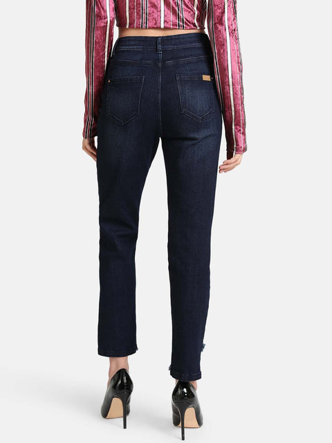 Jeans With Cross Fringes At The Hem