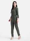 Front Overlap Jumpsuit With Waist Tie-Up