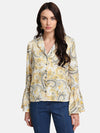 Paisley Print Jacquard Shirt With Bell Sleeves