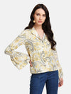 Paisley Print Jacquard Shirt With Bell Sleeves