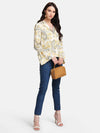 Paisley Print Jacquard Shirt With Bell Sleeves