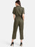 Collared Jumpsuit With Metal Zipper