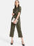 Collared Jumpsuit With Metal Zipper