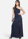 One-Shoulder Maxi Dress With Embellished Straps