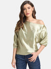 Satin Bat Wing Sleeve Top