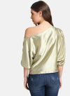 Satin Bat Wing Sleeve Top