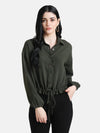 Drawstring Detail Balloon Sleeves Shirt