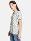 Mandarin Collar Striped Shirt