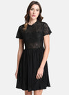 Dress With Lace Bodice And Pleated Bottom