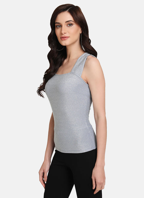 Stretchable Lurex Top With Broad Straps