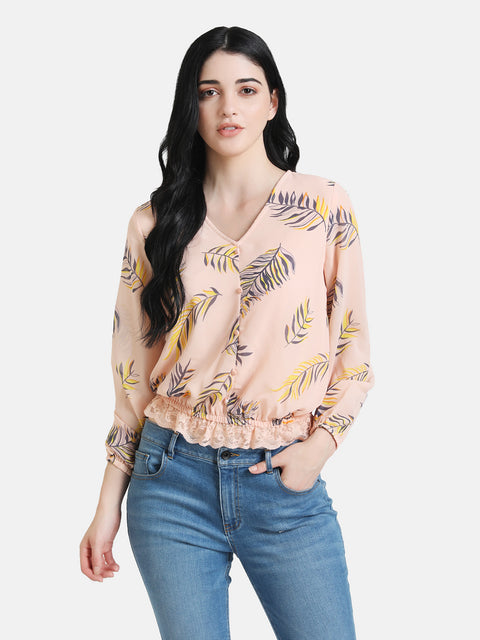Front Button Printed Top