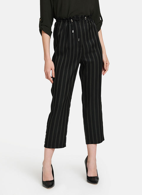 Printed Stripe Culottes With Elasticated Tie-Up