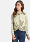 Satin Shirt With Front Twist