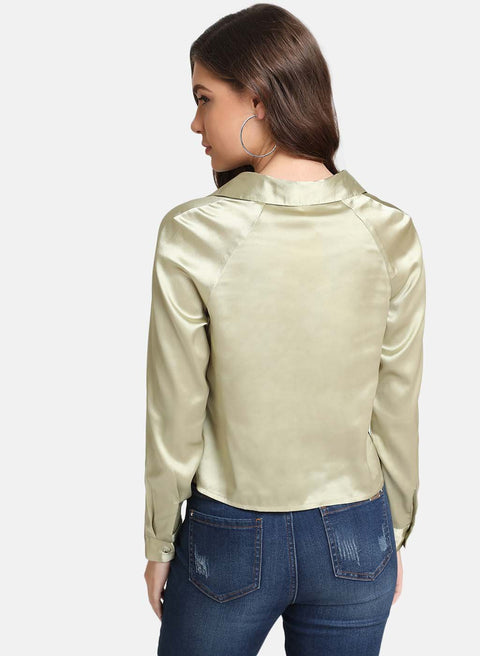 Satin Shirt With Front Twist