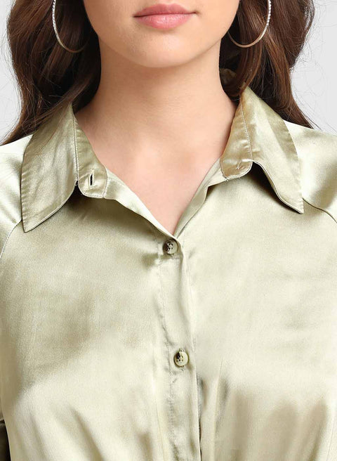 Satin Shirt With Front Twist