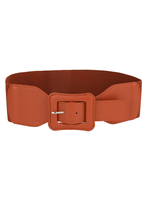 Rectangle Faux Leather Buckle Belt