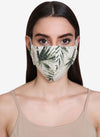 Palm Printed And Quilted 3 Layer Face Mask With Lace Detail At Side