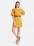 Puff Sleeves Mini Dress With Belt Detail