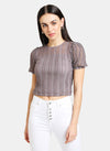 Textured Knit Puff Sleeves Top