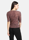 Animal Print Top With Ruched Sleeves