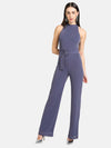 Halter Neck Jumpsuit With Belt Detail - 2 Pc. Set