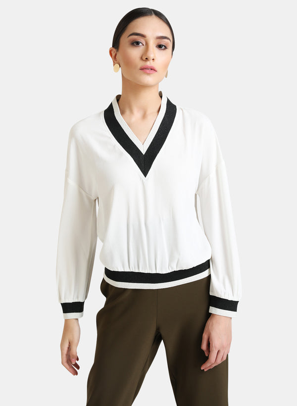Rib Detailed Full Sleeves Top