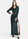 Sequin Maxi Dress With Front Slit