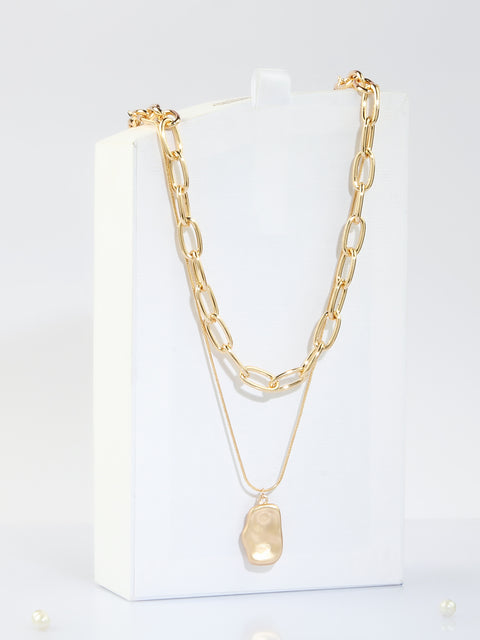 2 Pc Gold Chain Necklace
