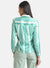 Stripe Play Satin Top With V Neck & Collar