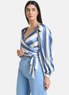 Satin Striped Tie Knot Top