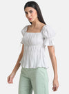 Square Neck Smocked Crushed Top