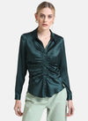 Kazo Green Shirt With Ruching At Placket