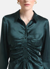 Kazo Green Shirt With Ruching At Placket