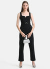 Kazo Black Buckle Detailed Asymettric Layered Jumpsuit