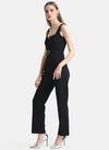 Kazo Black Buckle Detailed Asymettric Layered Jumpsuit