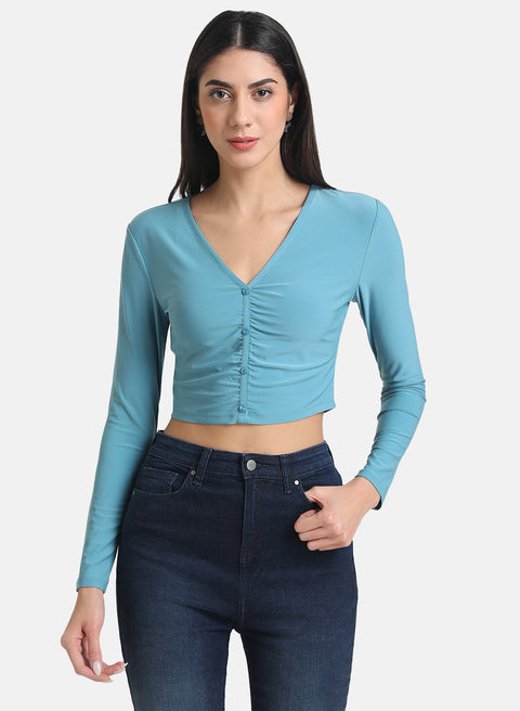 Stretchable Crop Top With Ruching