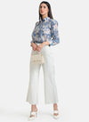 Printed & Embroidered Shirt With Scallop Lace Detail