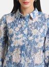 Printed & Embroidered Shirt With Scallop Lace Detail