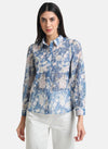 Printed & Embroidered Shirt With Scallop Lace Detail