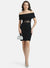Kazo Black Embellished Waist Mini Dress With Off Shoulder Overlay