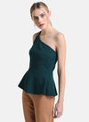 Kazo Green One Shoulder Embellished Peplum Top