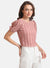 Kazo Pink Textured Knit Puff Sleeves Top