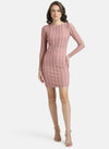 Kazo Pink Sheer Textured Bodycon Mini Dress