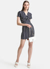 Stripped Knitted Dress With Tie-Knot