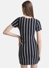 Stripped Knitted Dress With Tie-Knot