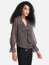 Geometric Printed Top With Ruffle