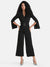 Lapel Collar Jumpsuit With Slit Sleeves And Belt