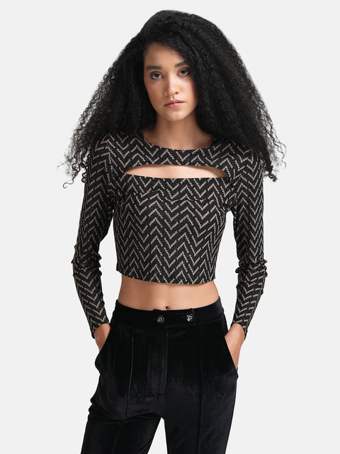 Printed Mesh Top With Cutout