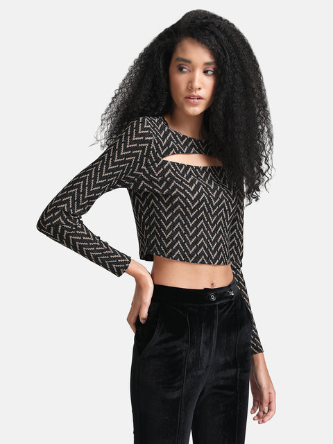 Printed Mesh Top With Cutout
